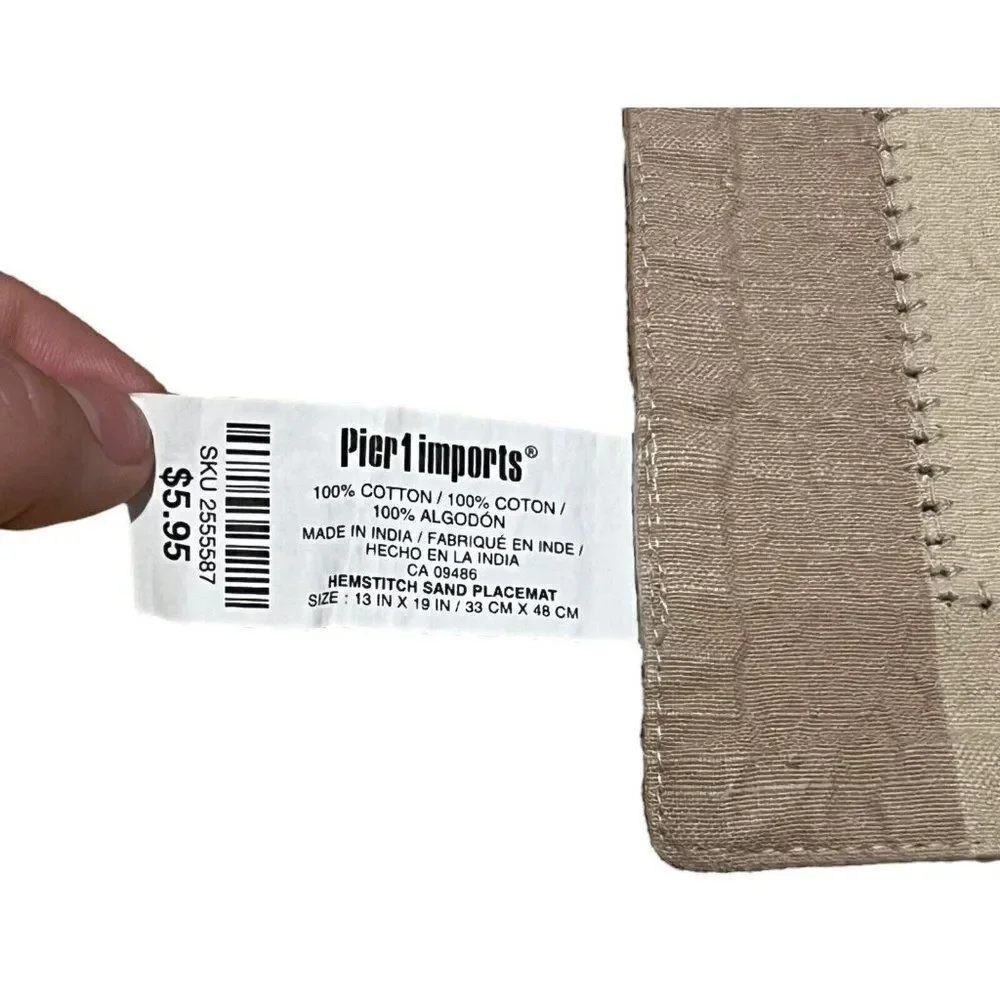 Beach Sand Color Pier 1 Imports Place Mats (6) And Napkins (6) Tan Brown Lot Set